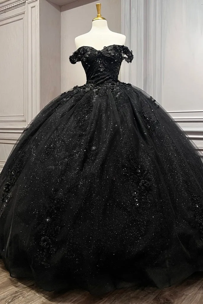 15702 OFF THE SHOULDER FLORAL QUINCE BALL GOWN