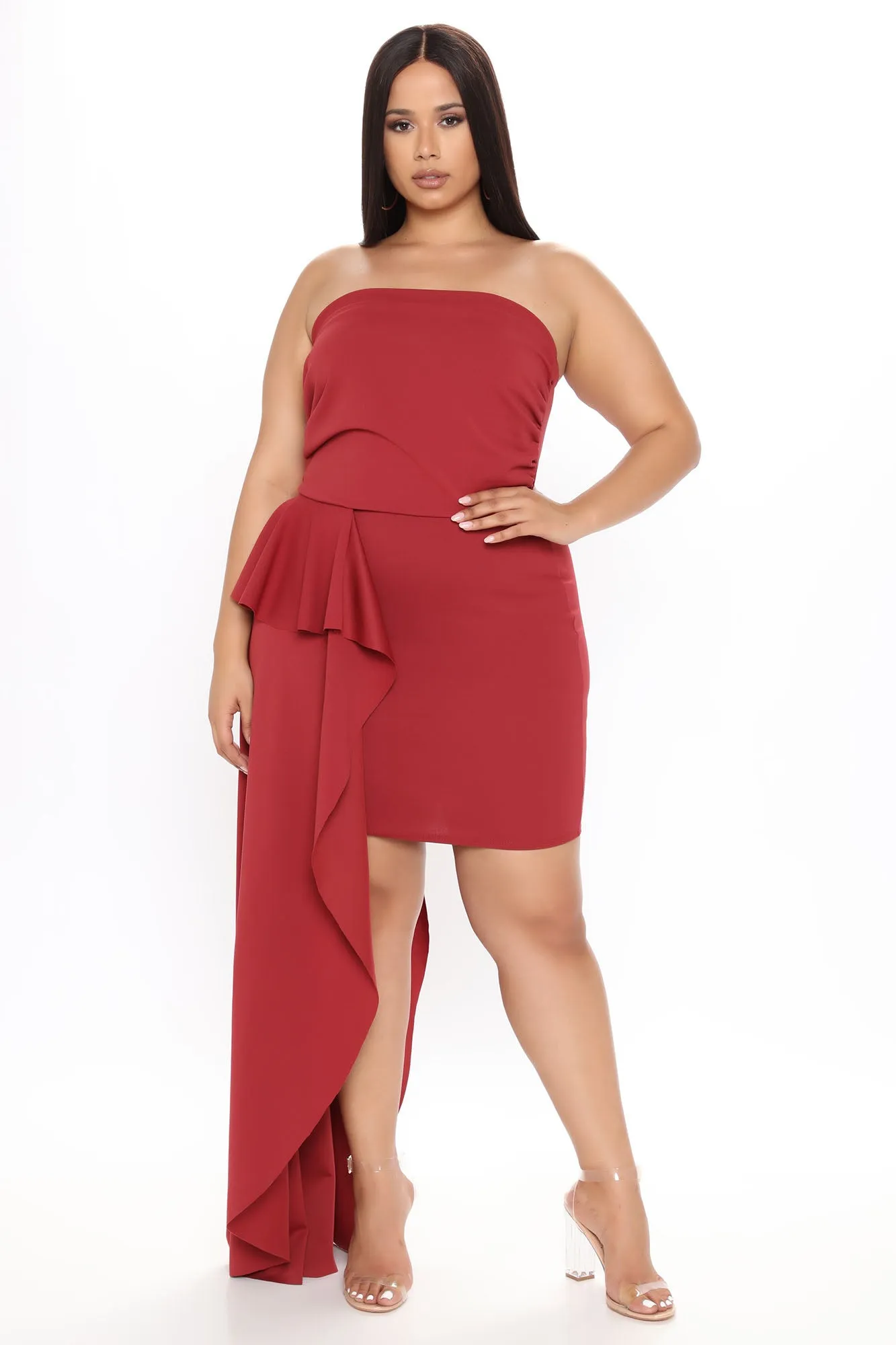A Little Side Action Mini Dress - Marsala