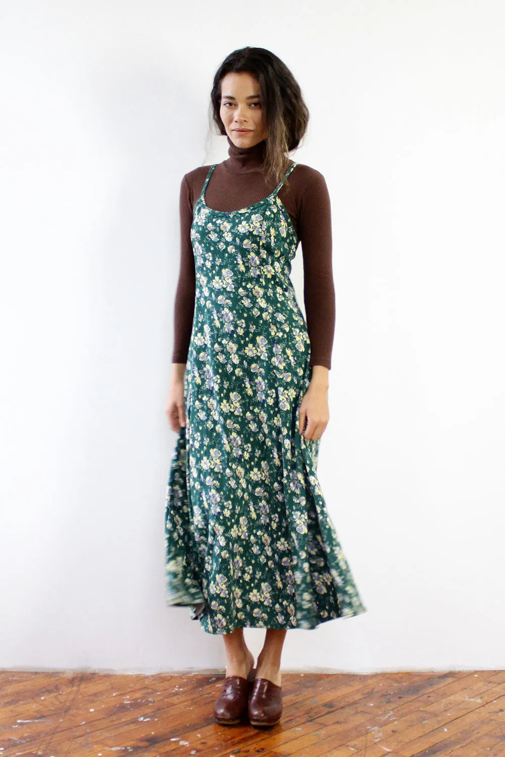 Angela Green Floral Maxi Dress M/L