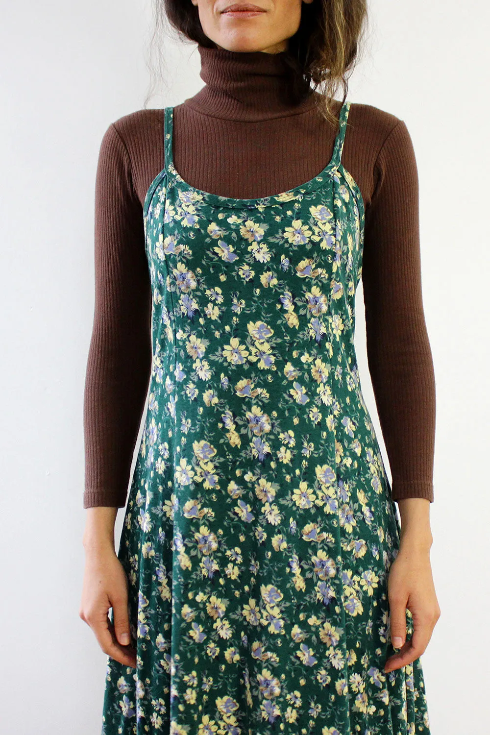 Angela Green Floral Maxi Dress M/L