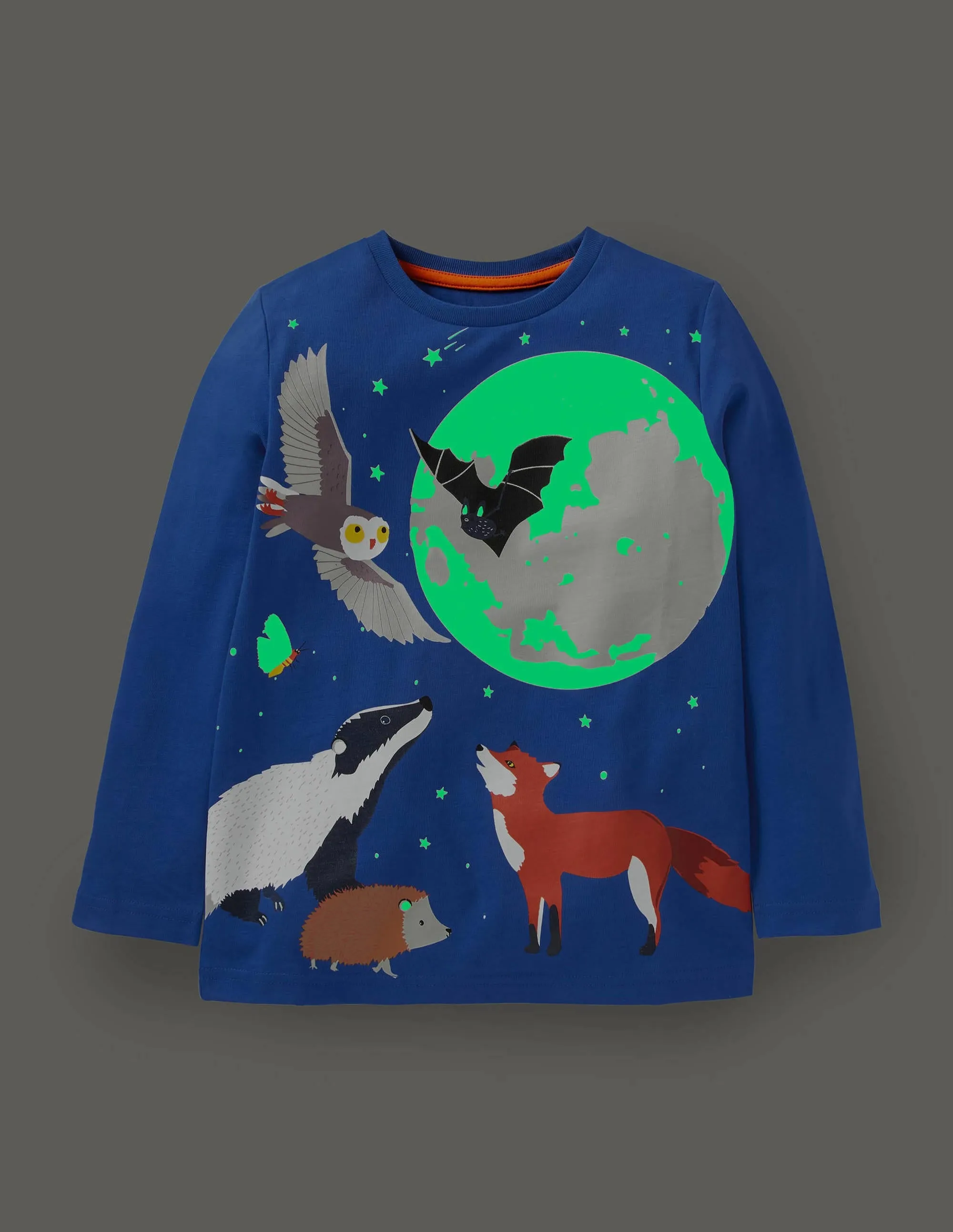 Glow-in-the-dark Scene T-shirt-Brilliant Blue Animals