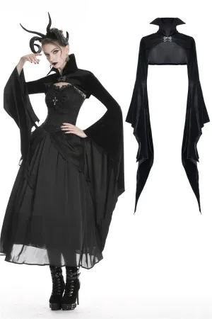 Gothic women velvet Black vampire cape with bat big sleeves BW069