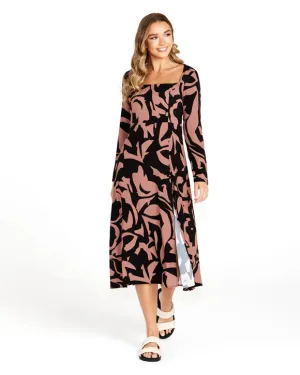 Joelle Tie Back Midi Dress - Abstract
