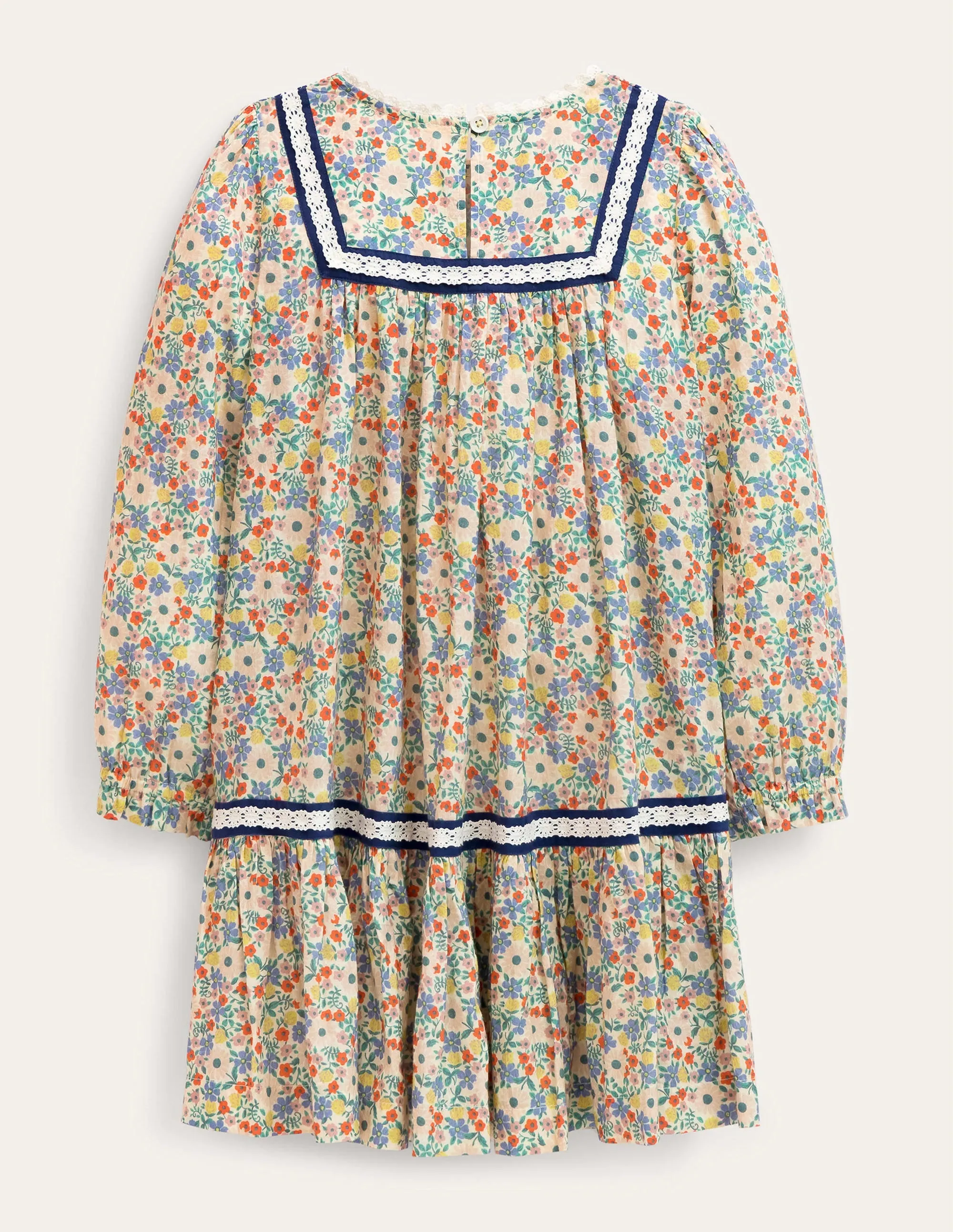 Lace Trim Woven Dress-Vanilla Pod Floral