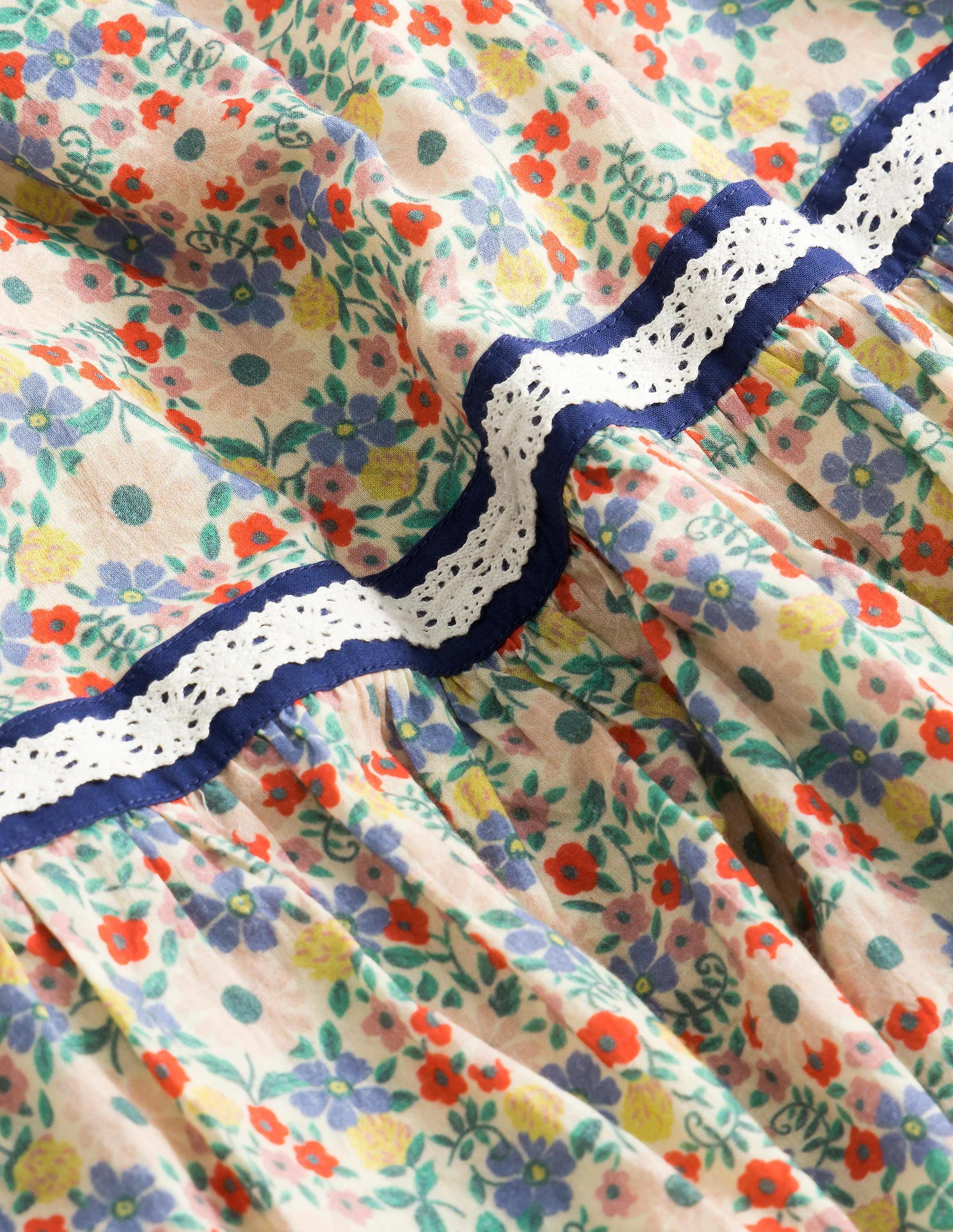 Lace Trim Woven Dress-Vanilla Pod Floral