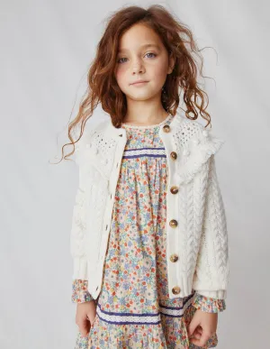 Lace Trim Woven Dress-Vanilla Pod Floral
