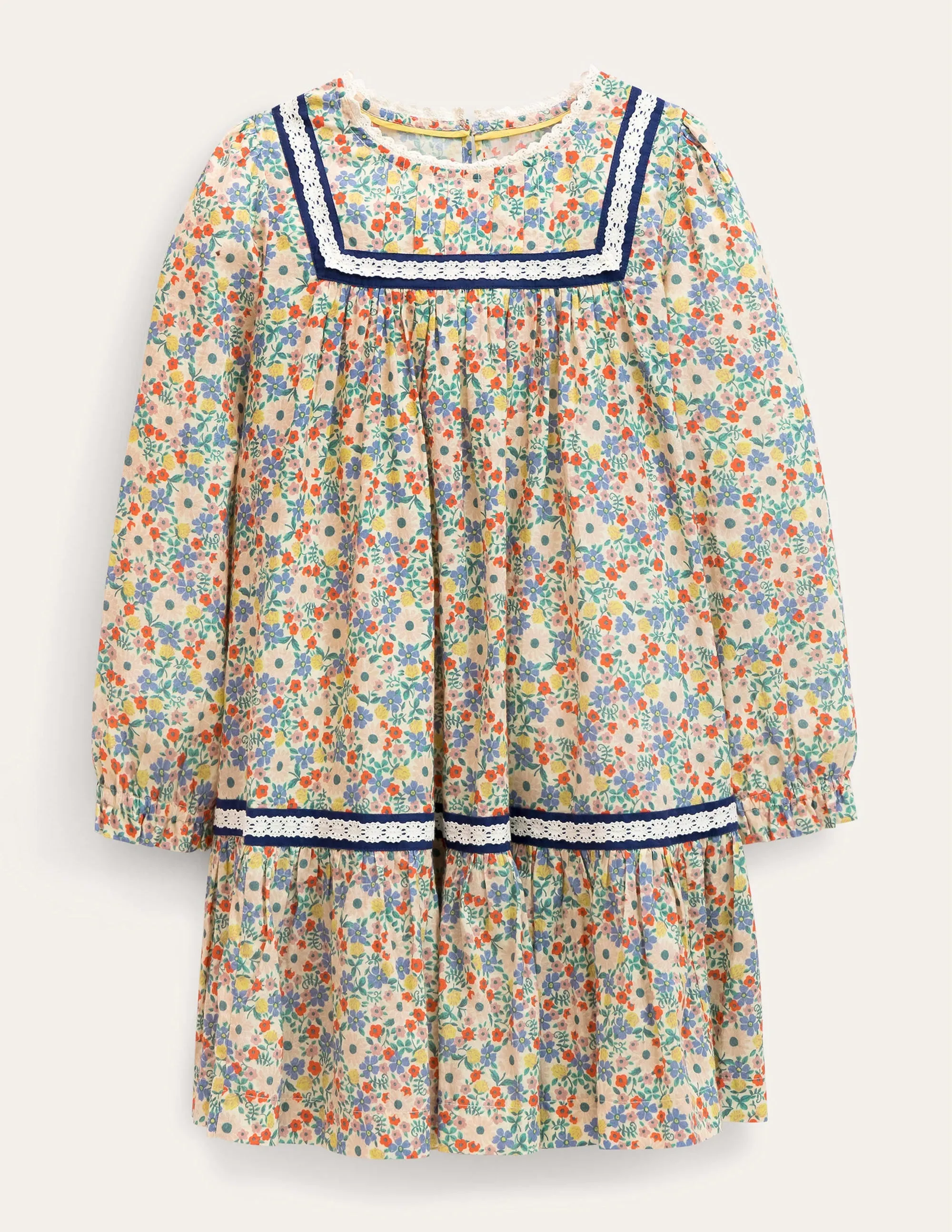 Lace Trim Woven Dress-Vanilla Pod Floral