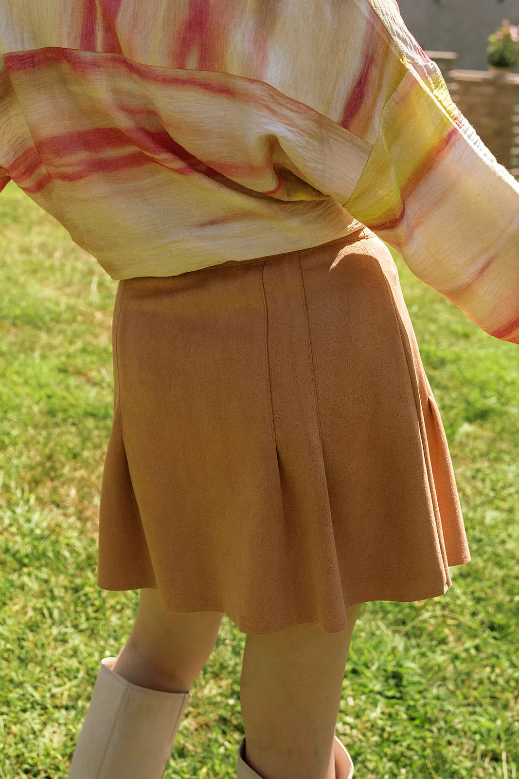Nurture Pleated Vegan Suede Mini Skirt