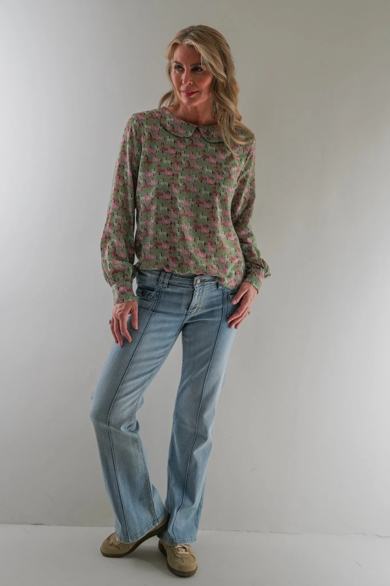 Pink Print Peter Pan Shirt