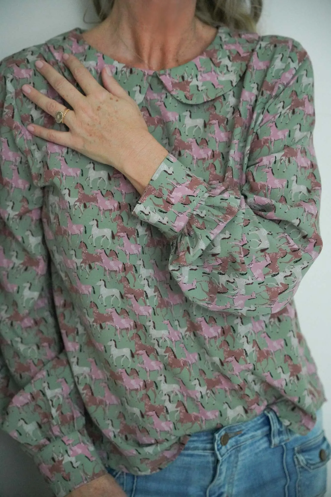 Pink Print Peter Pan Shirt