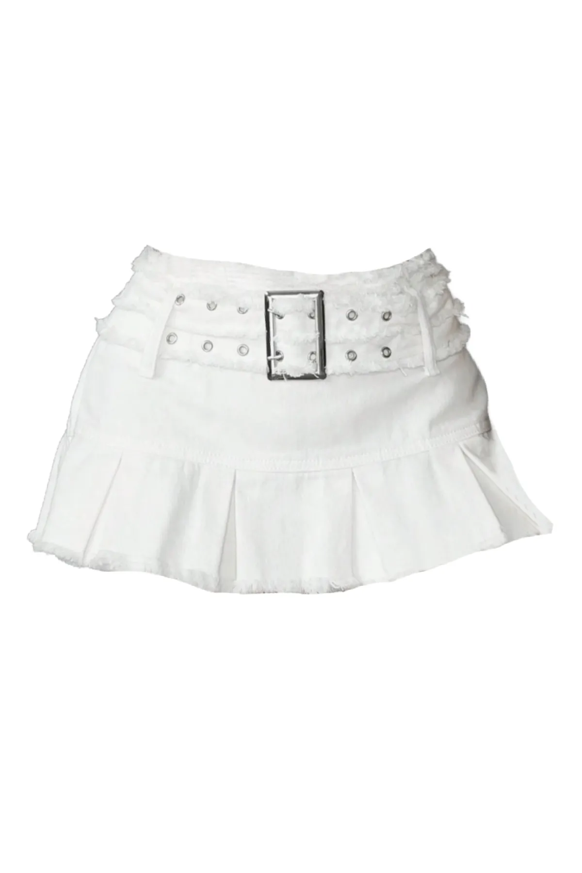 Snow Pleated Mini Skirt (White)