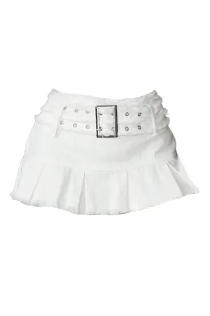 Snow Pleated Mini Skirt (White)